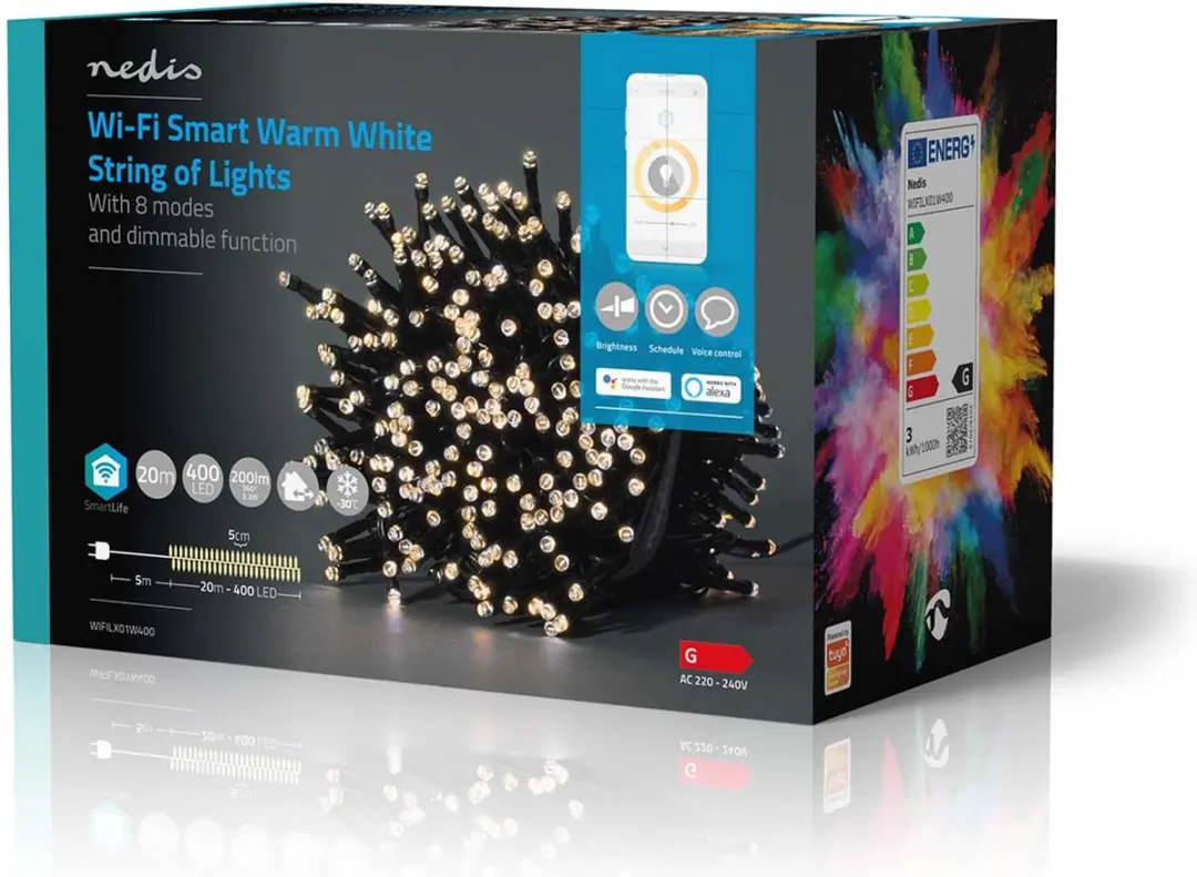 Nedis SmartLife Kerstverlichting Koord 400 LED Warm Wit 20m