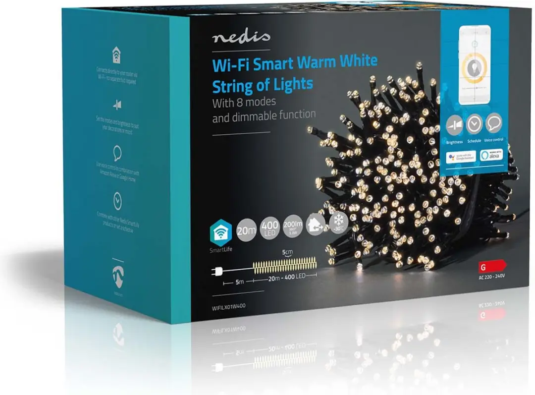 Nedis SmartLife Kerstverlichting Koord 400 LED Warm Wit 20m