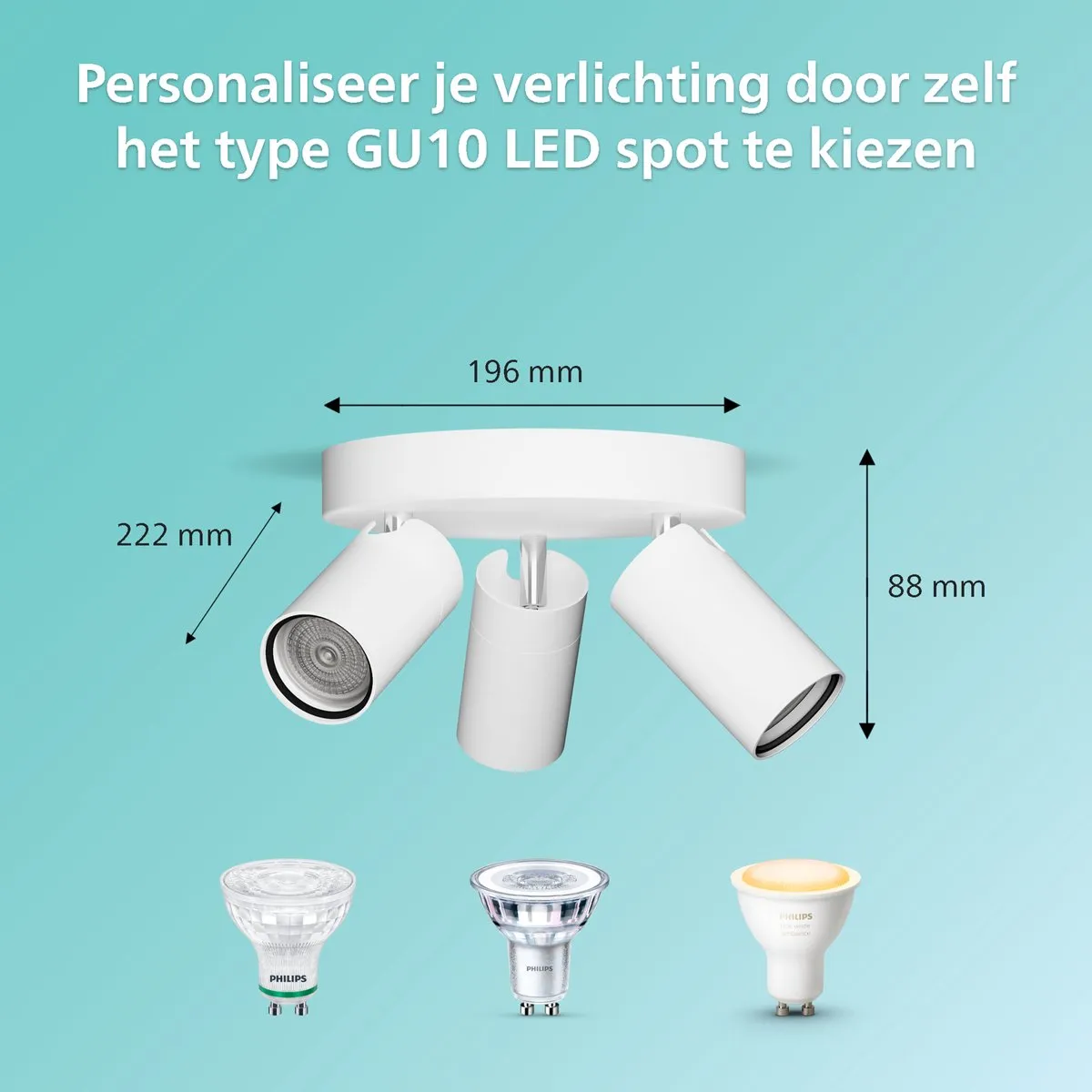 Philips Idris Spot Plafondlamp 3x5W IP44 - Wit