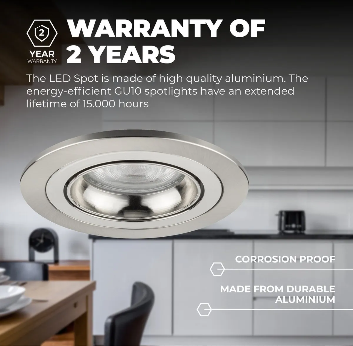 Ledvion LED Inbouwspot Tokyo 3W - 4000K - Ø92mm - RVS