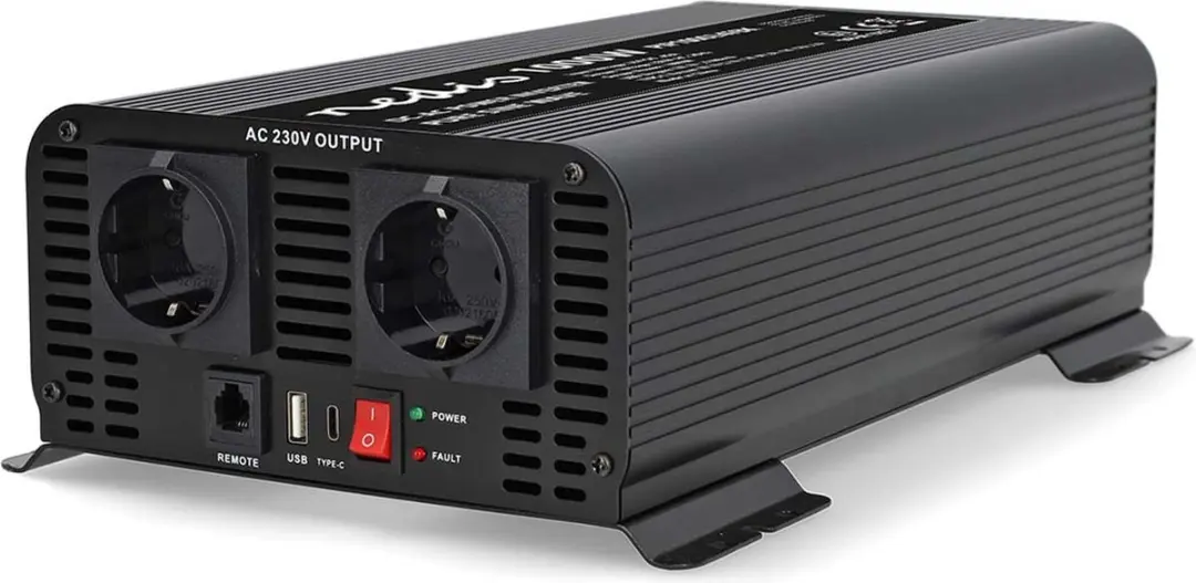 Nedis Auto Omvormer 1000W 24V/230V - Zuivere Sinus - 2x Stopcontact + USB - Zwart - afbeelding 5 van 6