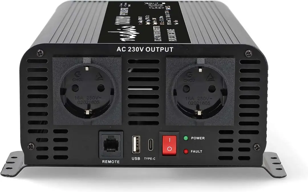 Nedis Auto Omvormer 1000W 24V/230V - Zuivere Sinus - 2x Stopcontact + USB - Zwart - afbeelding 6 van 6