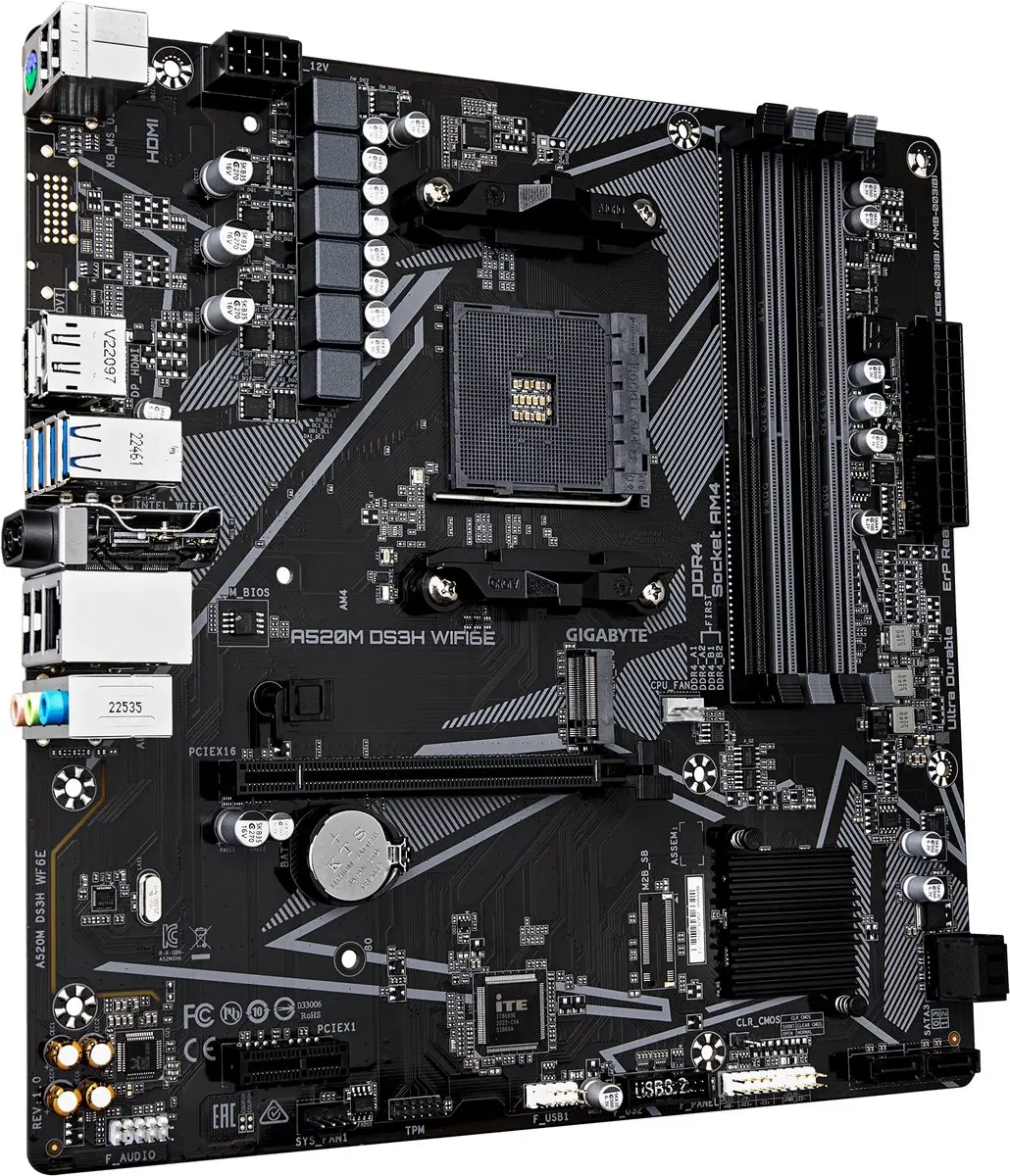Gigabyte A520M DS3H WIFI6E AM4 - microATX - afbeelding 2 van 4