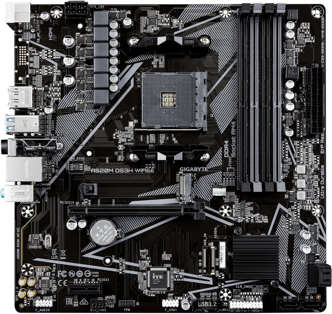 Gigabyte A520M DS3H WIFI6E AM4 - microATX - afbeelding 4 van 4