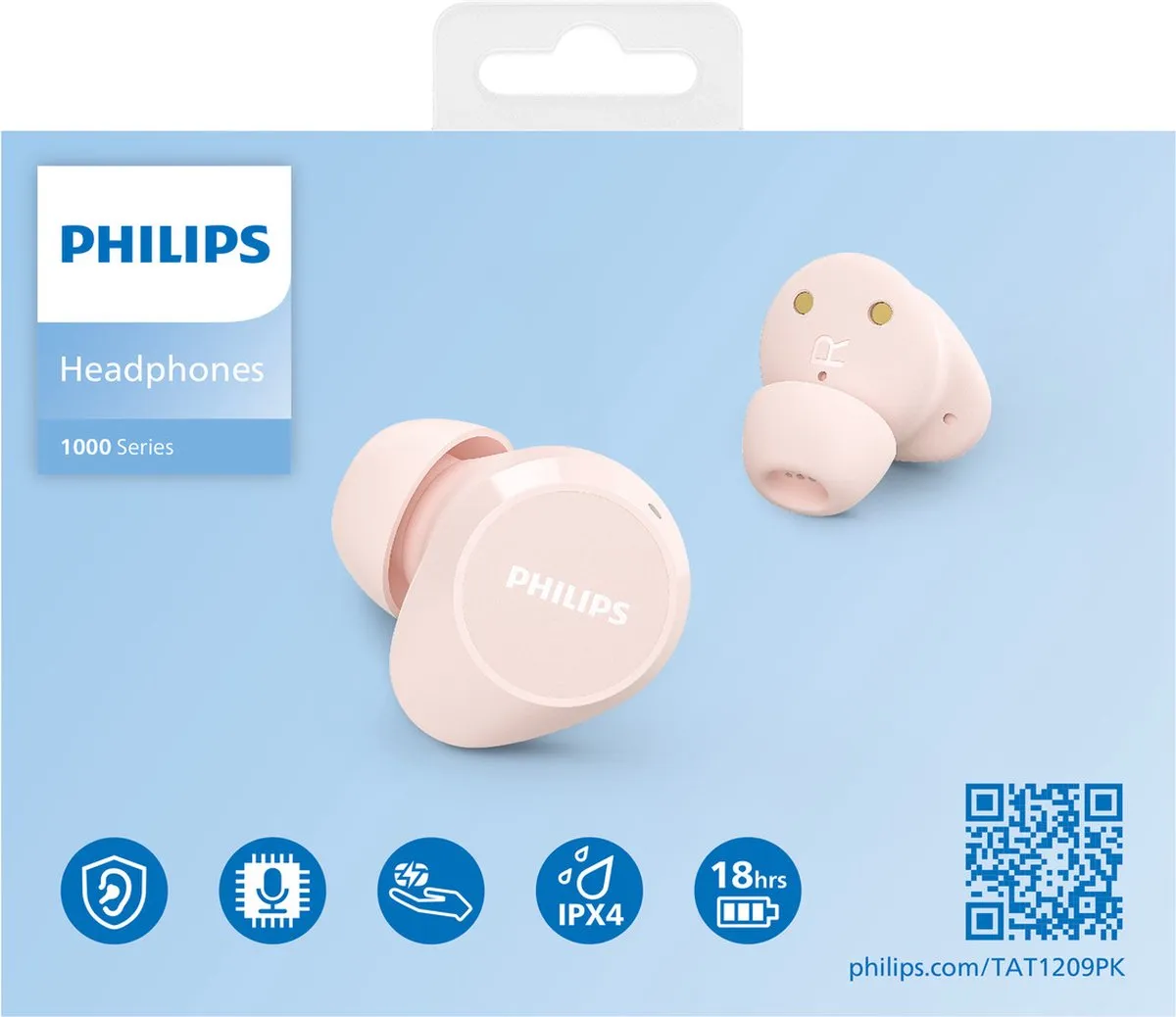 Philips TAT1209PK True Wireless In-Ear Oordopjes - Roze - afbeelding 6 van 6