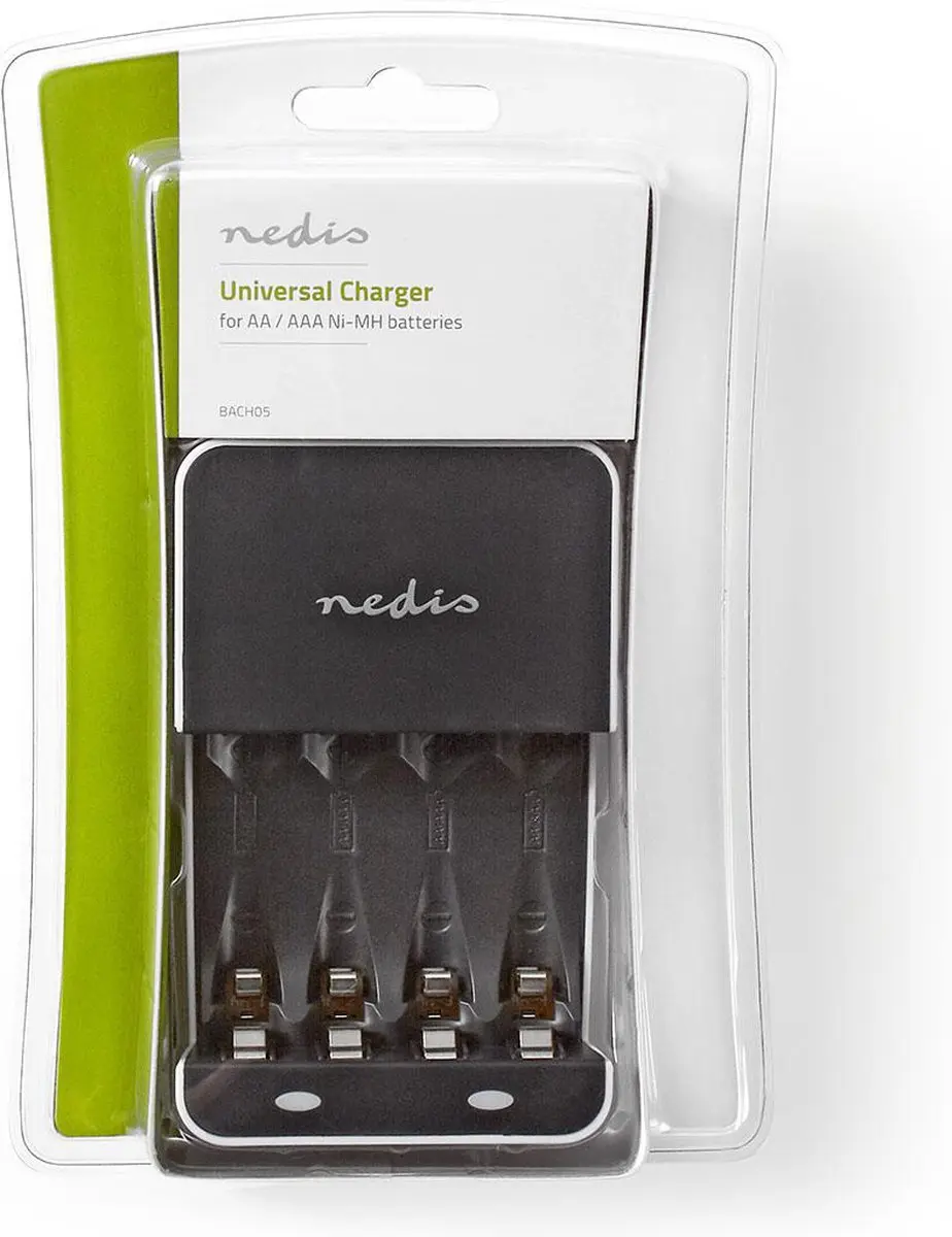 Nedis AA/AAA NiMH Batterijlader 4x - 1.2V DC - Wit/Zwart - afbeelding 6 van 6