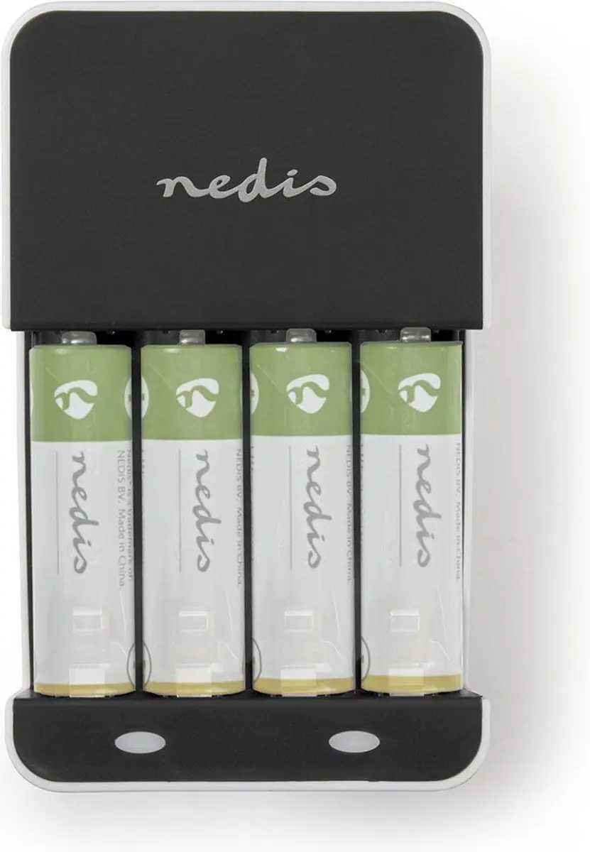 Nedis AA/AAA NiMH Batterijlader 4x - 1.2V DC - Wit/Zwart - afbeelding 2 van 6