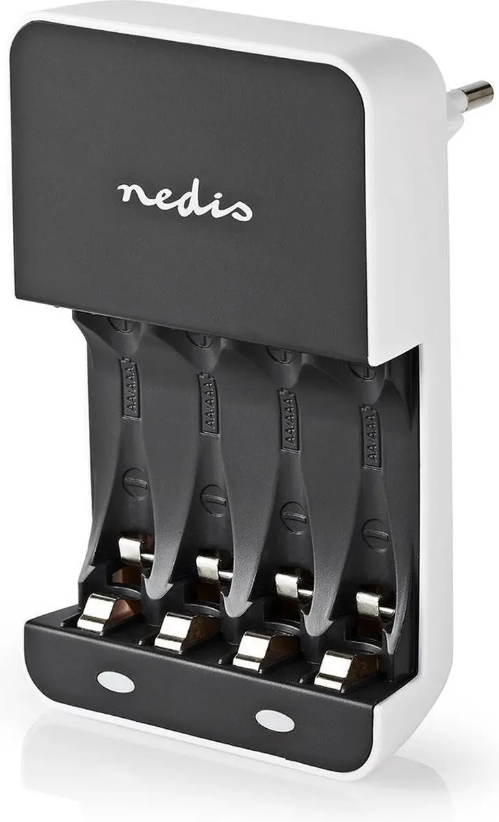 Nedis AA/AAA NiMH Batterijlader 4x - 1.2V DC - Wit/Zwart - afbeelding 5 van 6