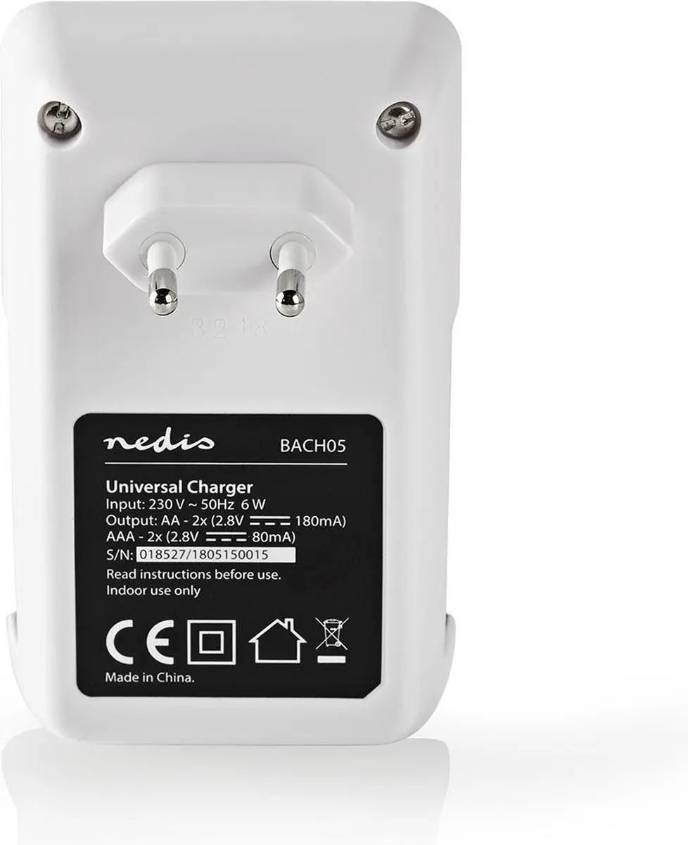 Nedis AA/AAA NiMH Batterijlader 4x - 1.2V DC - Wit/Zwart - afbeelding 4 van 6