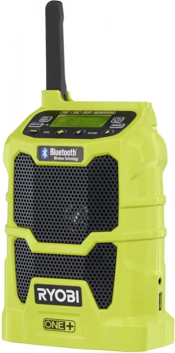 Ryobi R18R-0 One+ Bouwradio FM Bluetooth, USB, AUX Lichtgroen