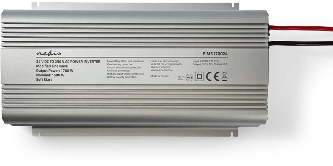 Nedis Auto Omvormer 1700W 24V/230V - 2x Stopcontact - Gemodificeerde Sinusgolf