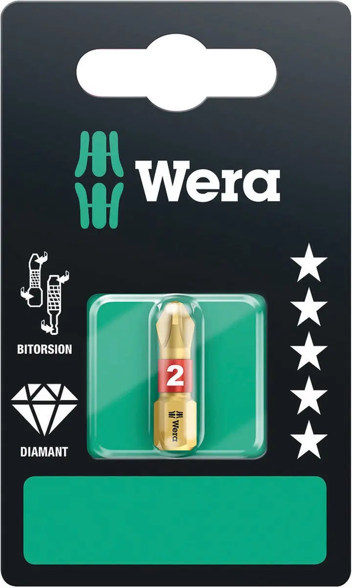 Wera Schroefbit Diamant 851/1BDC PH2 x 25mm - afbeelding 2 van 2