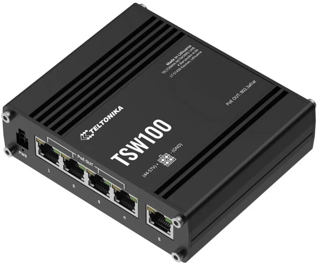 Teltonika TSW100010000 Ethernet Switch 5 Poorten - 4x PoE - 120W - Zilver