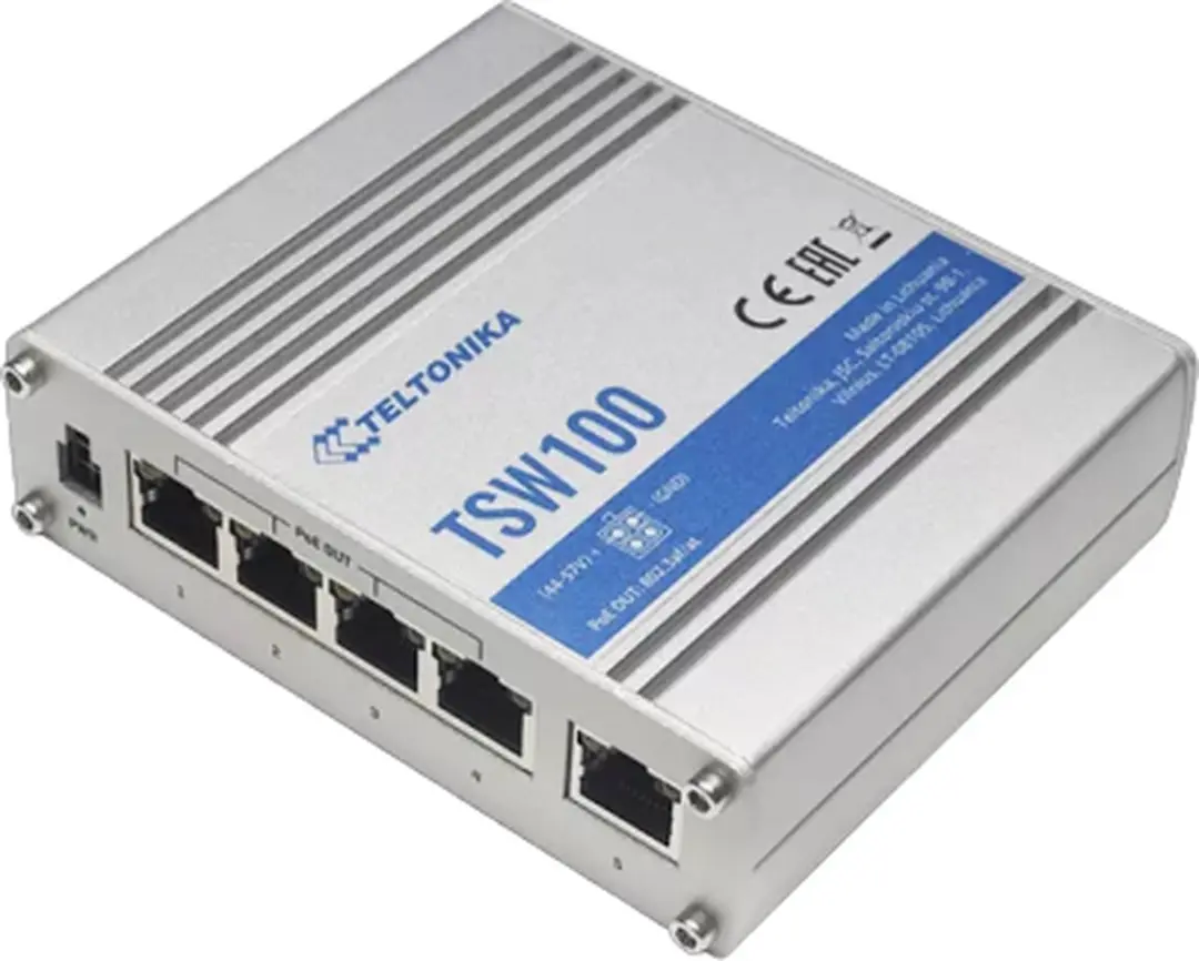 Teltonika TSW100010000 Ethernet Switch 5 Poorten - 4x PoE - 120W - Zilver