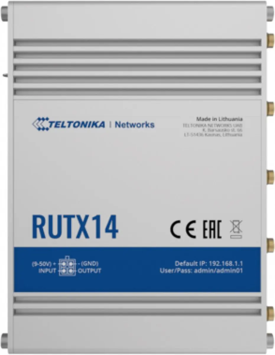 Teltonika RUTX14 4G-router Dual SIM - Industrieel - 5x LAN 1Gbps