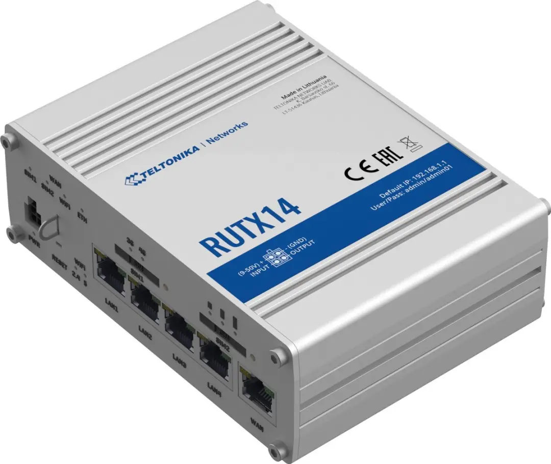 Teltonika RUTX14 4G-router Dual SIM - Industrieel - 5x LAN 1Gbps