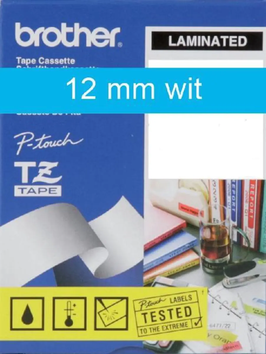 Brother TZE535 TZ-535 12mm - Wit op blauw - 8m - afbeelding 5 van 6