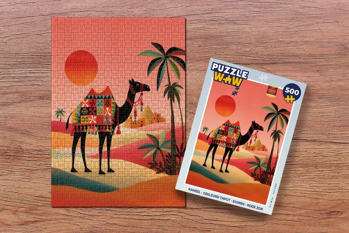 PuzzleWow Kameel Duinen Rode Zon Legpuzzel 500 Stuks