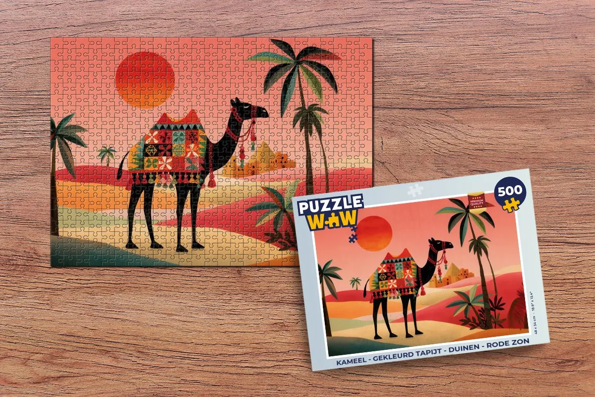 PuzzleWow Kameel Duinen Rode Zon Legpuzzel 500 Stuks