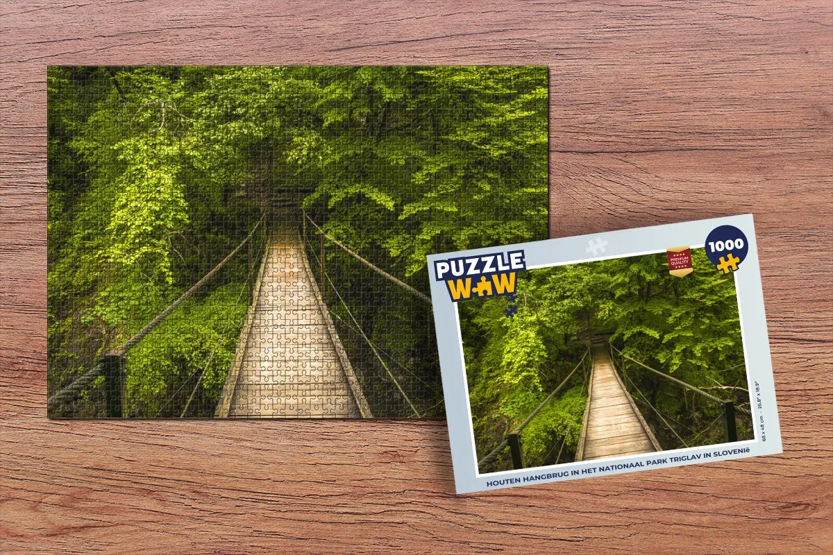 PuzzleWow Puzzel Houten Hangbrug Triglav 1000 Stuks - Multicolor