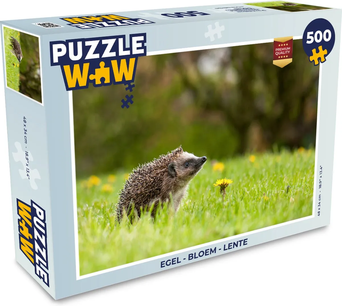 PuzzleWow Legpuzzel Egel Bloem Lente 500 Stuks - Multicolor