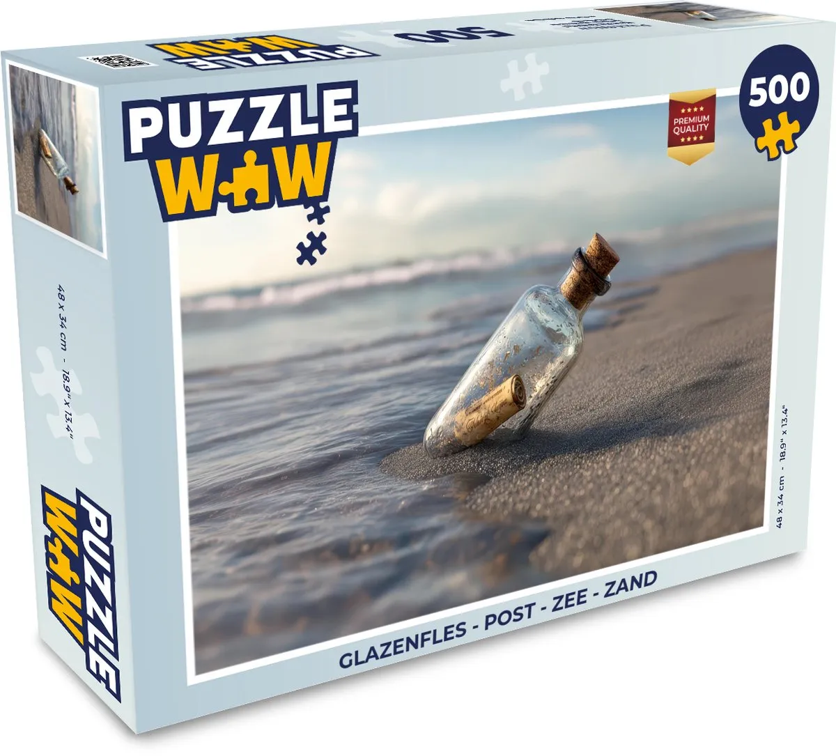 PuzzleWow Glazenfles Post Zee Zand Legpuzzel 500 Stuks