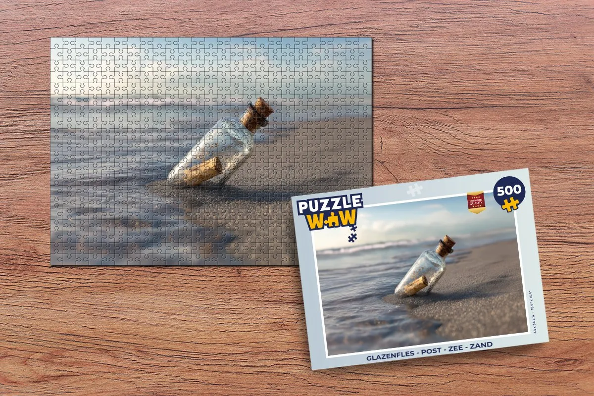 PuzzleWow Glazenfles Post Zee Zand Legpuzzel 500 Stuks