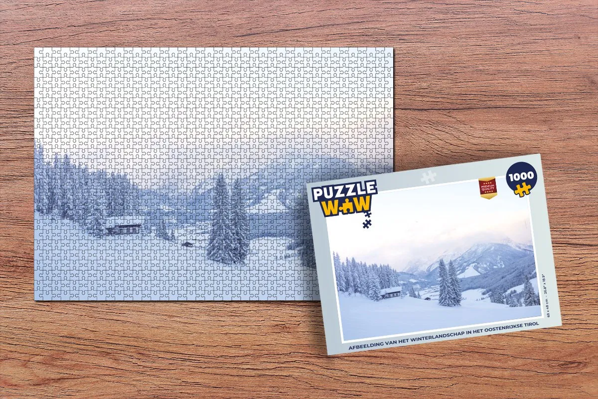 PuzzleWow Winterlandschap Tirol Legpuzzel 1000 Stuks - Multicolor