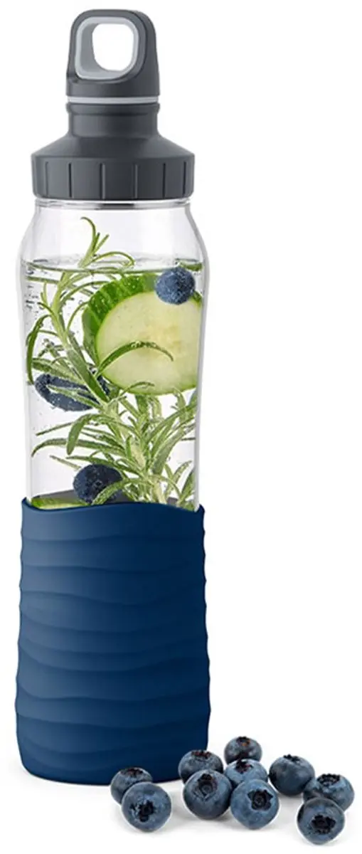 Emsa Drink2Go N3100600 Glazen Fles 750ml - Navy Blauw - afbeelding 4 van 5
