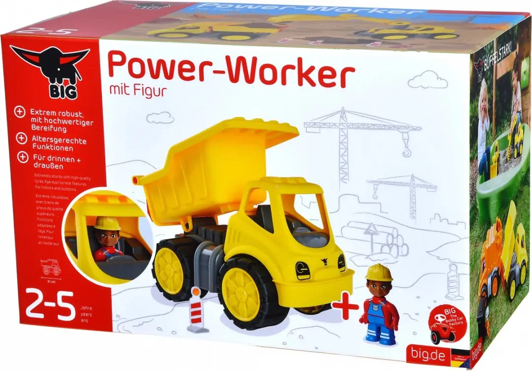 BIG Power Worker Dumper Figuur Zandbak Speelgoedvoertuig 800054836 - Geel - afbeelding 2 van 6