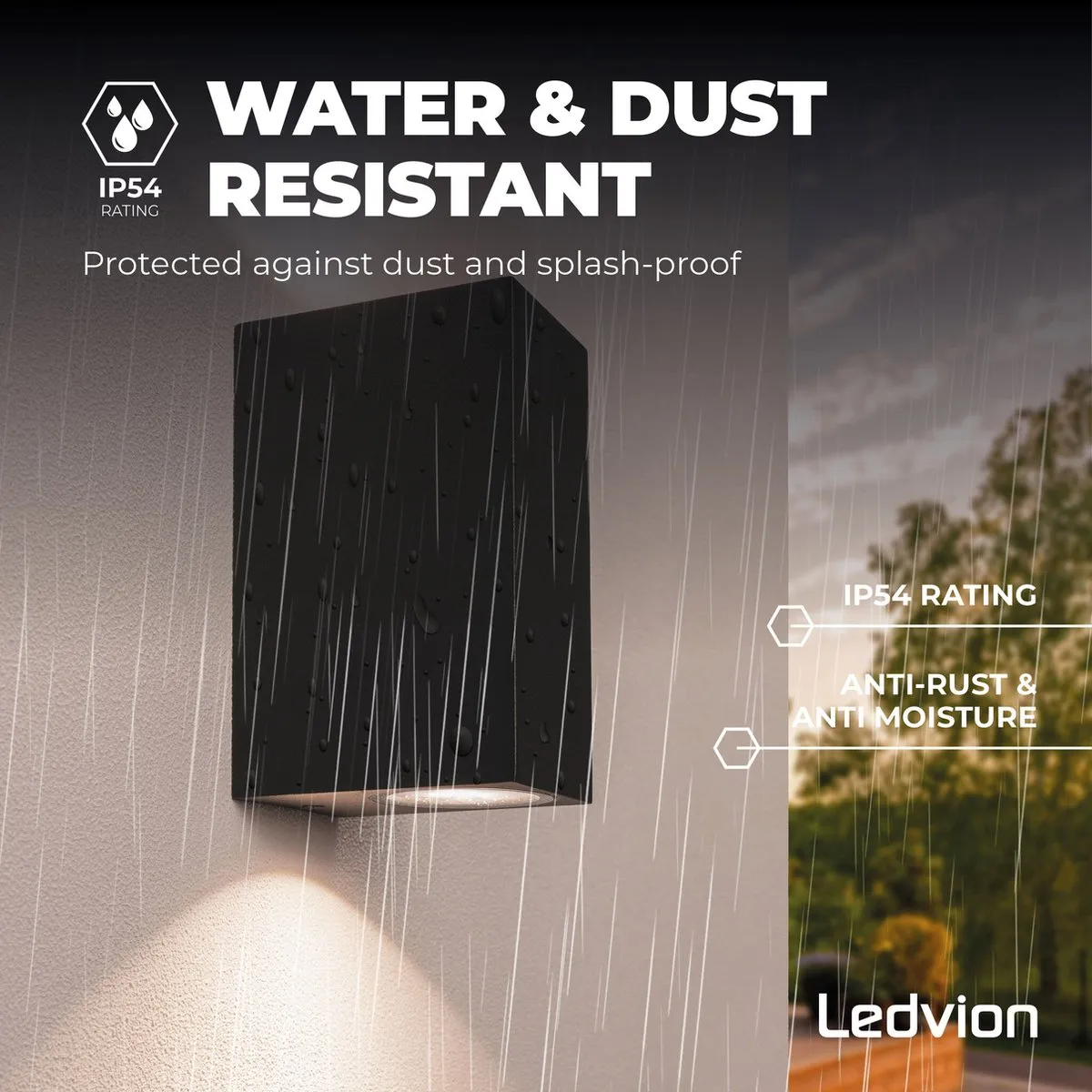 Ledvion LED Wandlamp met Sensor GU10 3W - Zwart