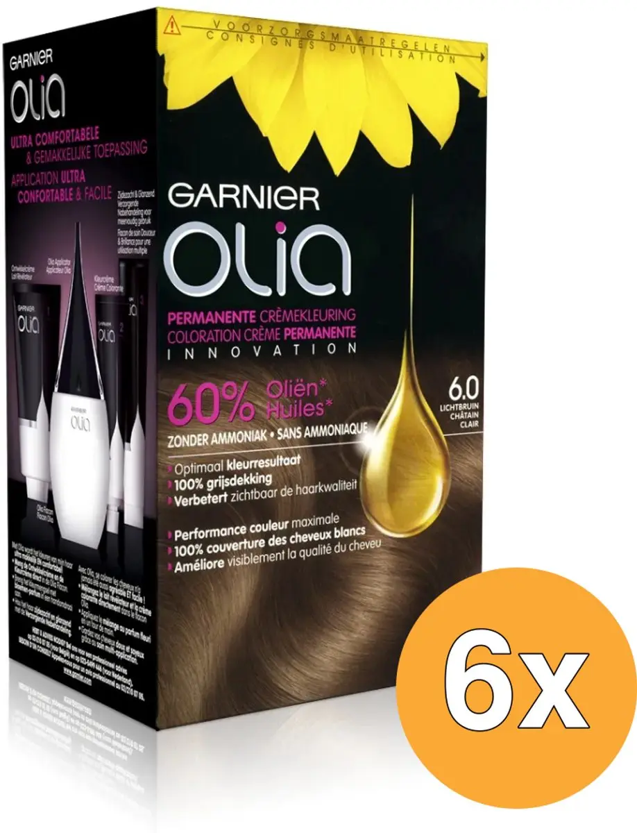 6x Garnier Olia 6.0 Light Brown (1 set)