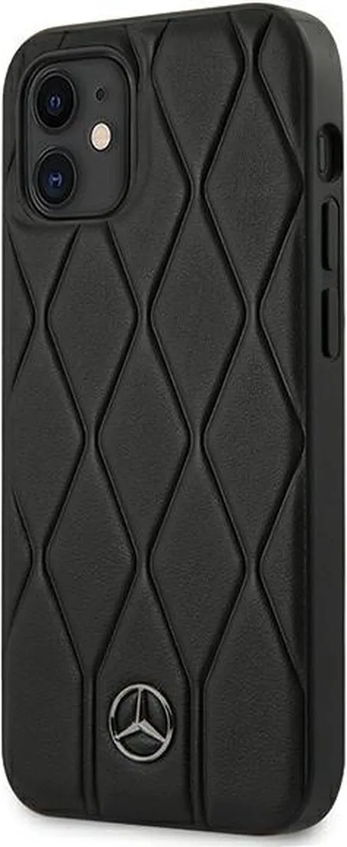 Mercedes-Benz iPhone 12 Mini Hoesje - Effen Zwart Leer - MagSafe