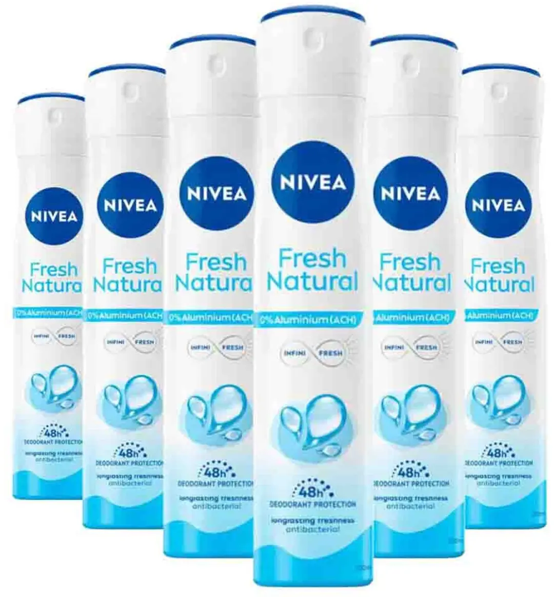 NIVEA Deodorant Spray Natural - 6 x 200 ml - Voordeelverpakking