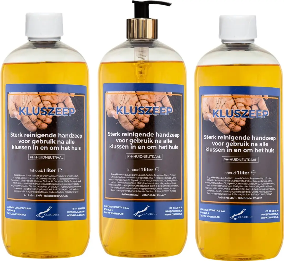 Kluszeep 1 liter - met gouden pomp - set van 3 stuks - Voordeelverpakking - afbeelding 2 van 2