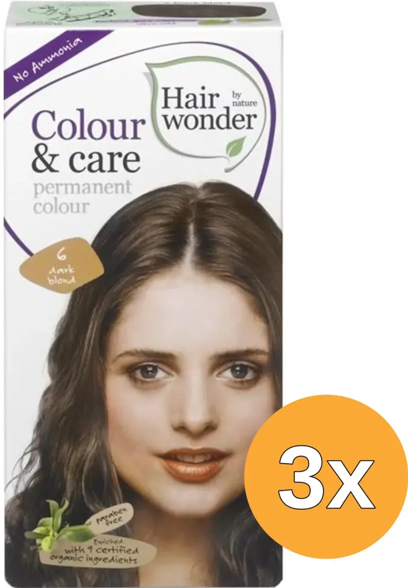 3x Hairwonder Colour & Care 6 Dark Blond (100 ml)