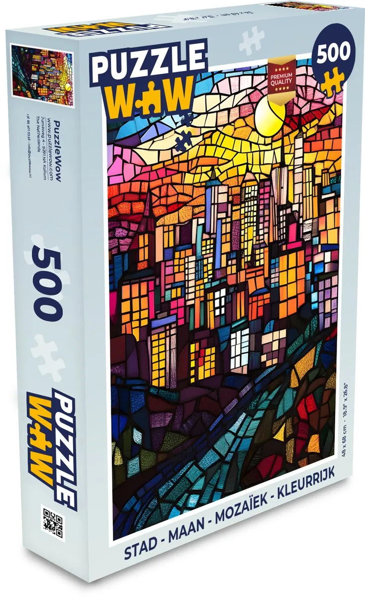 PuzzleWow Stad Maan Mozaïek Legpuzzel 500 Stuks