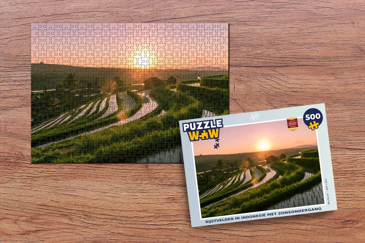PuzzleWow Rijstvelden in Indonesië Legpuzzel 500 Stuks - Multicolor