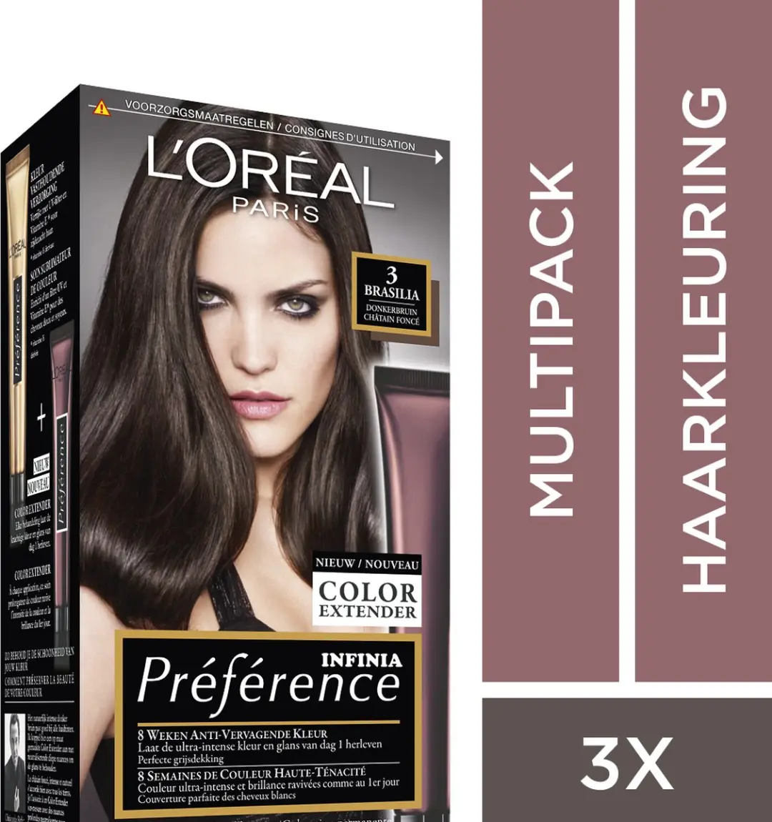 L'Oréal Paris Préférence Récital 3 Brasilia Donkerbruin - 3 Stuks
