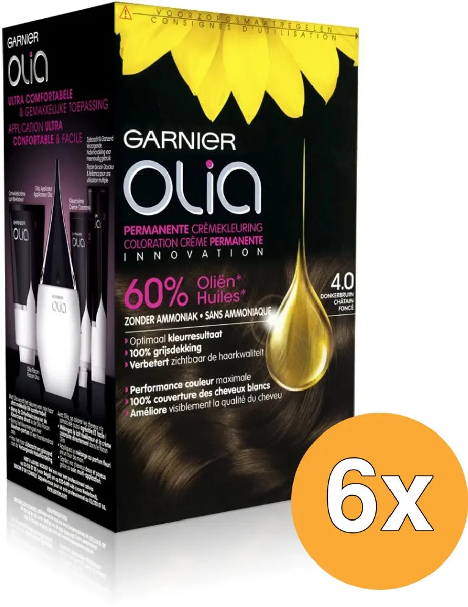 6x Garnier Olia 4.0 Dark Brown (1 set)