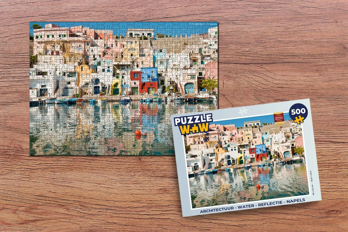 PuzzleWow Architectuur Water Reflectie Napels Legpuzzel 500 Stuks - Multicolor