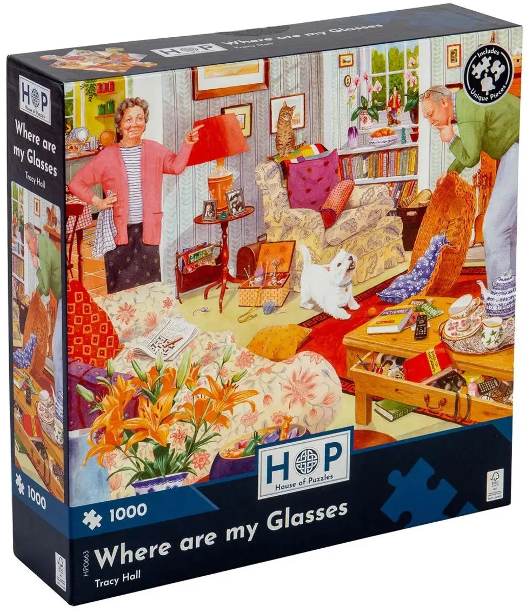 House of Puzzles Waar is mijn bril Legpuzzel 1000 Stuks - Multicolor