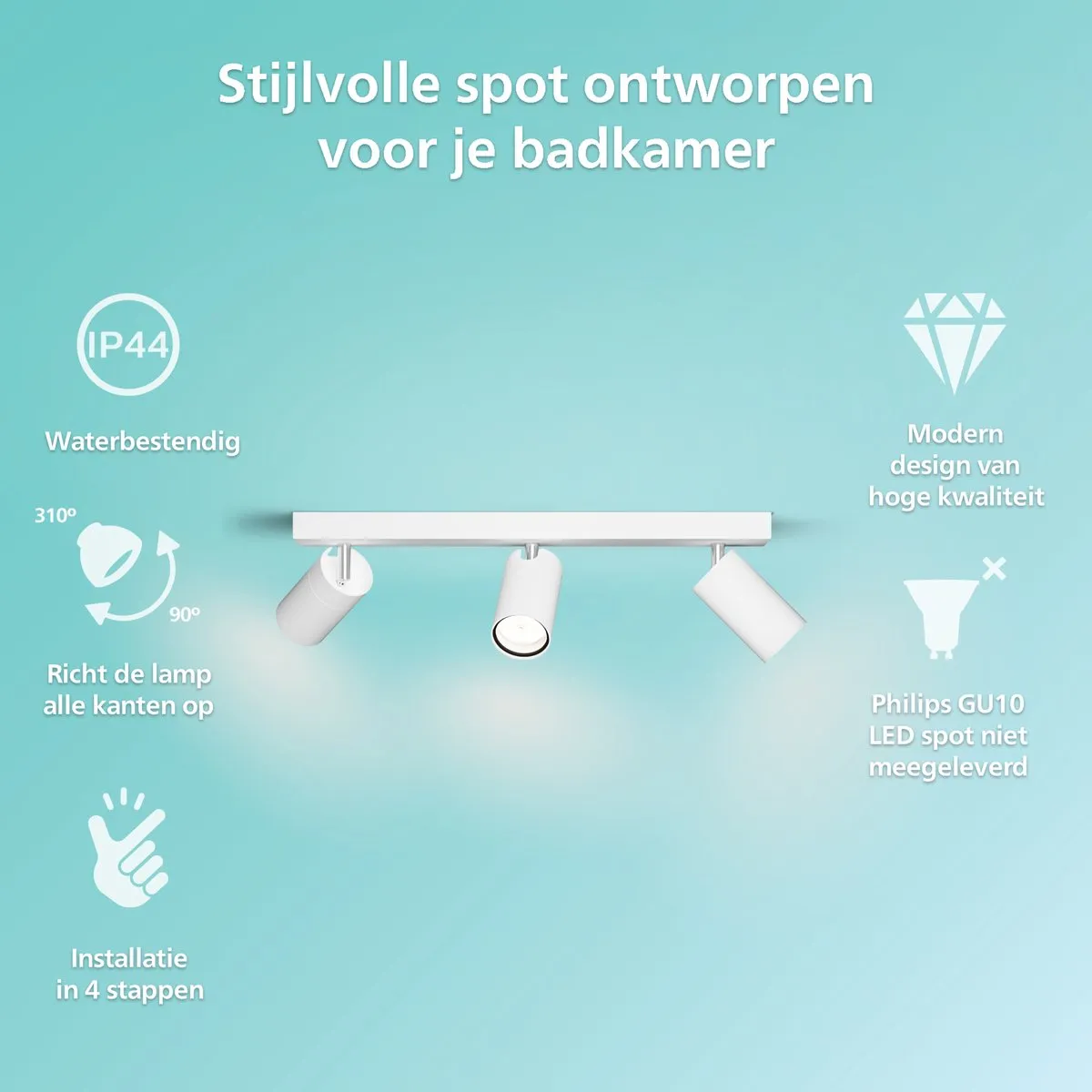 Philips Idris Plafondspot IP44 5W - Wit