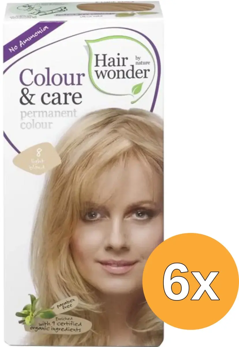 6x Hairwonder Colour & Care 8 light blond (100 ml)