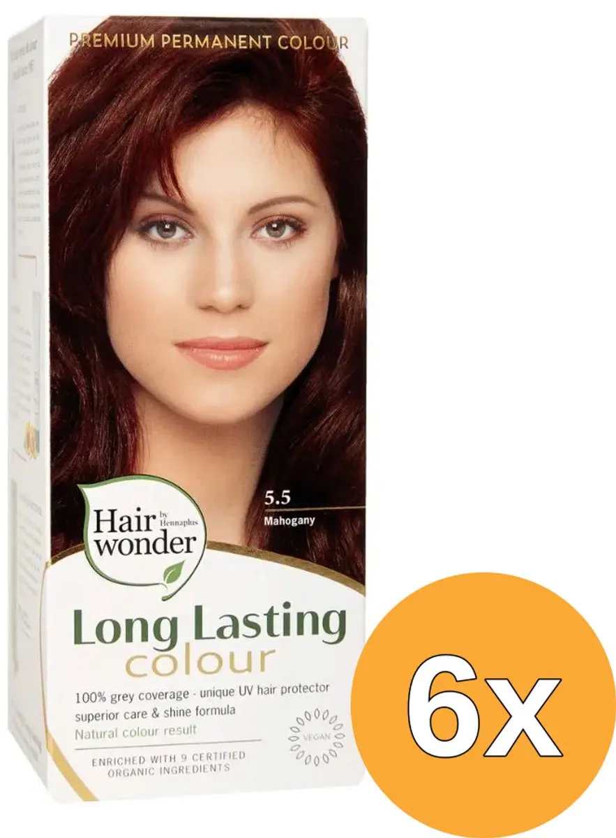 6x Hairwonder Long Lasting Colour 5.5 Mahogany (100 ml)