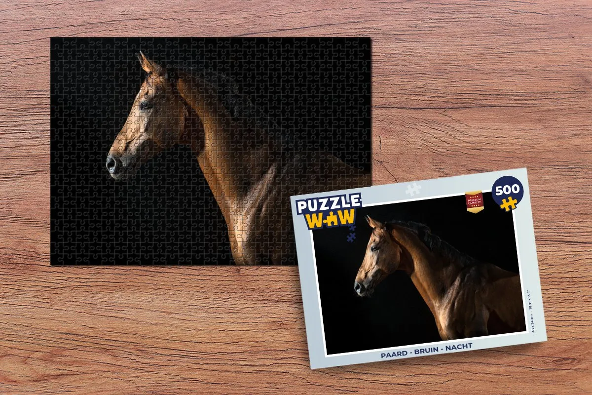 PuzzleWow Paard Dieren Nacht Legpuzzel 500 Stuks - Multicolor