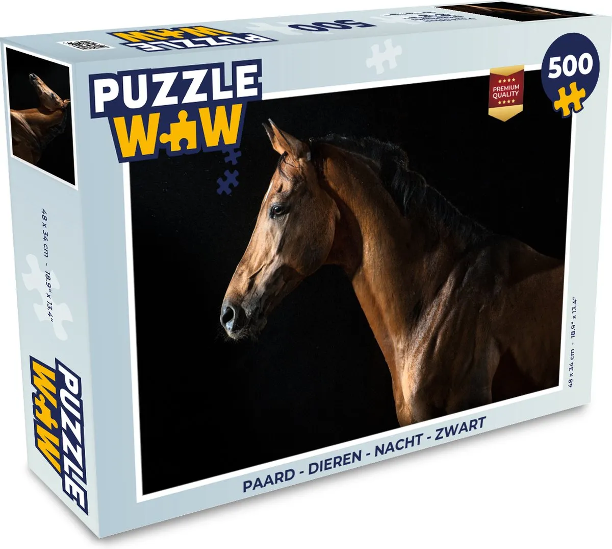 PuzzleWow Paard Dieren Nacht Legpuzzel 500 Stuks - Multicolor