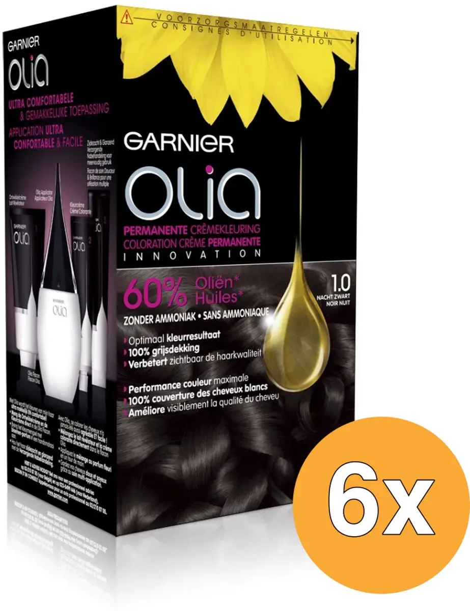 6x Garnier Olia 1.0 Night Black (1 set)