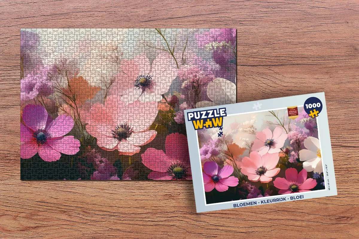 PuzzleWow Bloemen Legpuzzel 1000 Stuks - Roze