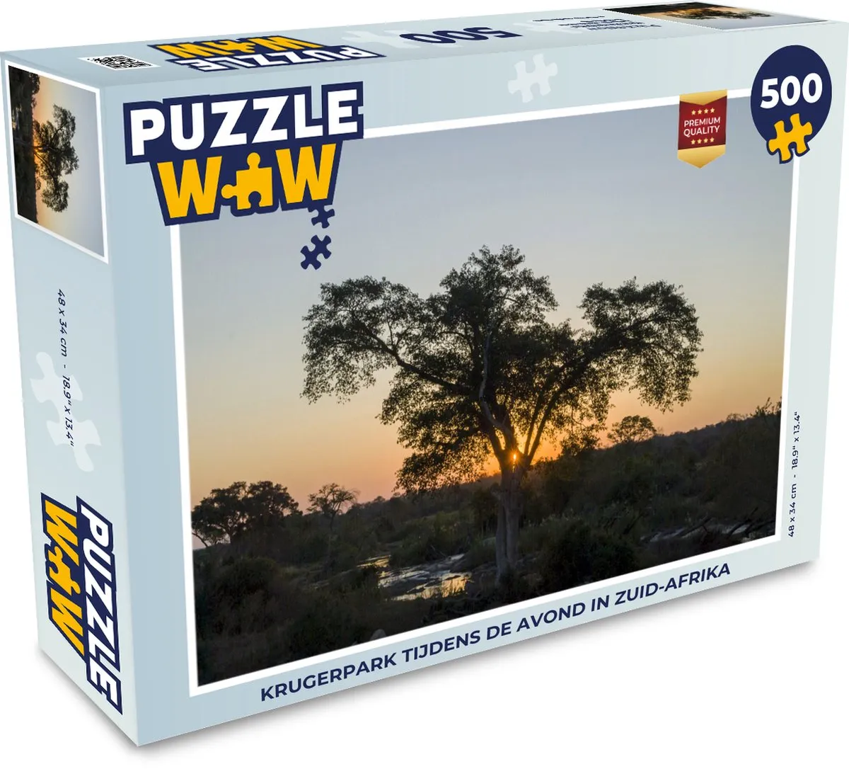 PuzzleWow Krugerpark Avond Legpuzzel 500 Stuks - Multicolor